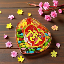 Kẹo Nhộng Socola Hộp Trái Tim 350g Hộp Quà Tết 2026 - KNSTT