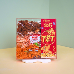 Khô Mix 3 Vị Tẩm Vị Heo, Mực Sợi Hấp Dẫn, Khô Gà Lá Chanh Hộp Ngôi Sao Lớn 450g - Hộp Quà Tết 2026 - KM3V450