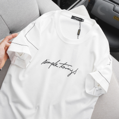 Áo Thun Nam Cổ Tròn In Chữ Simple Things Tay Viền Sọc (Có size 3x) - AB490