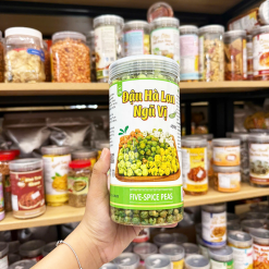 Đậu Hà Lan Ngũ Vị Thơm Ngon 450g (sầu riêng - phô mai - sữa dừa - wasabi - tỏi ớt ) Hộp - 8936208931391