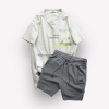 Set Bộ Nam Quần Short Thun Viền Sọc Phối Áo Cổ Tròn In Hình - SBN089