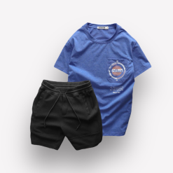 Set Bộ Nam Quần Short Thun Áo Thun Cổ Tròn Phối Túi In Hình - SBN090