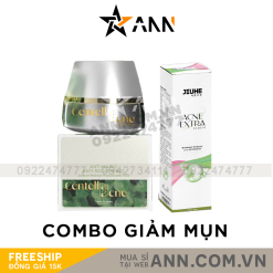 Combo Giảm Mụn Kem Face Rau Má Centella Ance Jiuhe và Serum Acne Extra Jiuhe Thanh Tô Cosmetics - CBJIUHE02