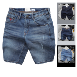 Quần Short Jeans Nam Rurumen Màu Xanh Thêu Logo Chữ R Túi Nhỏ Hàng VNXK - QB424
