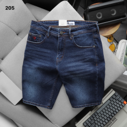 Quần Short Jeans Nam Rurumen Màu Xanh Thêu Logo Chữ R Túi Nhỏ Hàng VNXK
