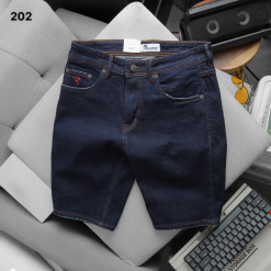 Quần Short Jeans Nam Rurumen Màu Xanh Thêu Logo Chữ R Túi Nhỏ Hàng VNXK
