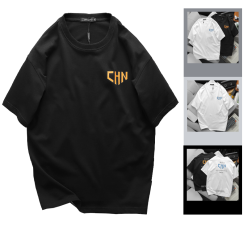 Áo Thun Nam Cổ Tròn Oversize In Chữ CHN Hai Mặt Big Size 110kg - AB491