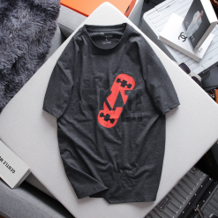 Áo Thun Nam Cổ Tròn Rurumen Màu Xám In Chứ SK8 SKATE Big Size - AB492