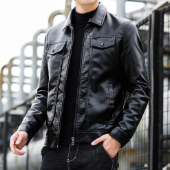 Chuyên sỉ áo Khoác Da Nam Cổ Bẻ Lót Lông Cao Cấp (Có size to 3x)