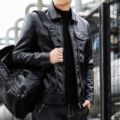 Áo Khoác Da Nam Cổ Bẻ Lót Lông Cao Cấp (Có size to 3x) - AK085