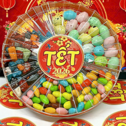 Set Kẹo Mix 3 Vị Hộp Sun Khía 400g (Kẹo Socola Trứng, Kẹo Socola Sỏi Đá - Hộp Sun Khía Hộp Quà Tết 2026 - SKMHSK