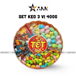 Set Kẹo Mix 3 Vị Hộp Sun Khía 400g (Kẹo Socola Trứng, Kẹo Socola Sỏi Đá - Hộp Sun Khía Hộp Quà Tết 2026 - SKMHSK