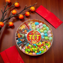 Set Kẹo Mix 3 Vị Hộp Sun Khía 400g (Kẹo Socola Trứng, Kẹo Socola Sỏi Đá - Hộp Sun Khía Hộp Quà Tết 2026 - SKMHSK