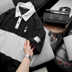 Áo Thun Nam Cổ Tròn Oversize Thêu Logo Poker Big Size 100kg - AB498