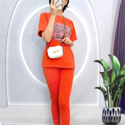 Đồ bộ quần dài ống ôm áo tay ngắn in chữ - DBO4072