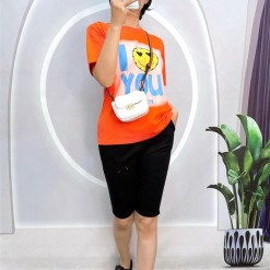 Đồ bộ quần ngố đen áo tay ngắn in chữ - DBO4073