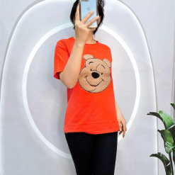 Đồ bộ quần ngố đen áo tay ngắn in hình đầu gấu - DBO4076