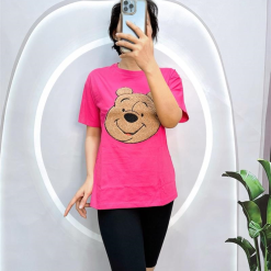 Đồ bộ quần ngố đen áo tay ngắn in hình đầu gấu - DBO4076