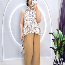 Đồ bộ quần dài áo yếm dây hoạ tiết - DBO4078