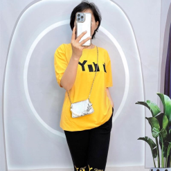 Đồ bộ quần ngố đen áo tay ngắn in chữ form rộng - DBO4083