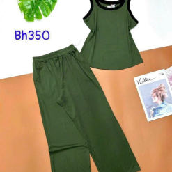 Đồ bộ quần dài áo dây màu trơn phối viền - DBO4084