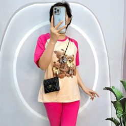 Đồ bộ quần ngố áo tay ngắn in hình gấu - DBO4087