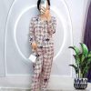 Đồ bộ pijama quần dài áo tay dài cổ bẻ hoạ tiết - DBO4089