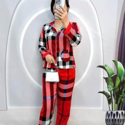 Đồ bộ pijama quần dài áo tay dài cổ bẻ hoạ tiết - DBO4089