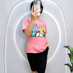 Đồ bộ quần ngố đen áo tay ngắn in hình - DBO4094