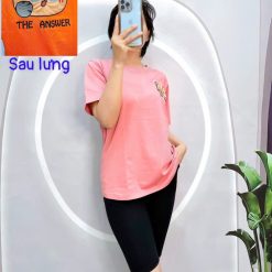 Đồ bộ quần ngố đen áo tay ngắn cổ tròn in hình form rộng - DBO4097