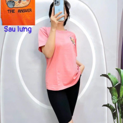 Đồ bộ quần ngố đen áo tay ngắn cổ tròn in hình form rộng - DBO4097