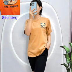 Đồ bộ quần ngố đen áo tay ngắn cổ tròn in hình form rộng - DBO4097