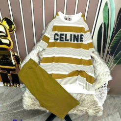 Đồ bộ quần ngố màu áo tay ngắn cổ tròn in chữ celine - DBO4103