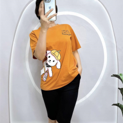 Đồ bộ quần ngố đen áo tay ngắn in hình - DBO4107