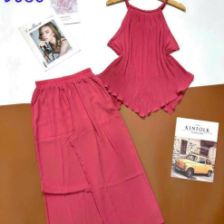 Đồ bộ quần dài áo yếm dây màu trơn mặc nhà - DBO4116