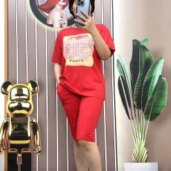 Đồ bộ quần ngố màu áo tay ngắn in hình - DBO4119