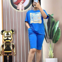 Đồ bộ quần ngố màu áo tay ngắn in hình - DBO4119