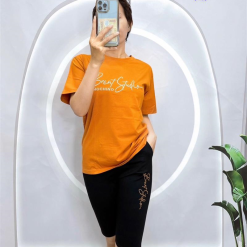 Đồ bộ quần ngố đen áo tay ngắn in chữ - DBO4133