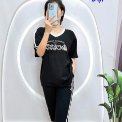 Đồ bộ quần ngố áo tay ngắn in chữ form rộng - DBO4137