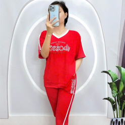 Đồ bộ quần ngố áo tay ngắn in chữ form rộng - DBO4137