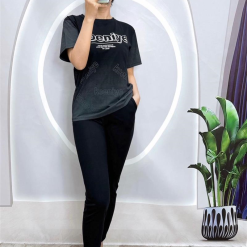 Đồ bộ quần dài áo tay ngắn cổ tròn in chữ - DBO4144