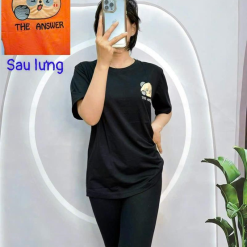 Đồ bộ quần ngố đen áo tay ngắn in hình gấu form rộng - DBO4148