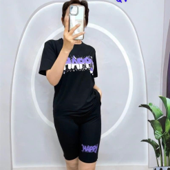 Đồ bộ quần ngố áo tay ngắn in chữ happy - DBO4153