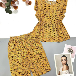 Đồ bộ quần lửng áo sát nách bèo hoạ tiết - DBO4166