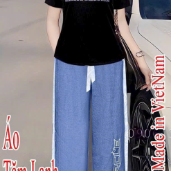 Đồ bộ quần dài áo tay ngắn cổ tròn in chữ - DBO4169