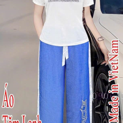 Đồ bộ quần dài áo tay ngắn cổ tròn in chữ - DBO4169