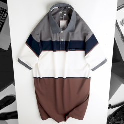 Áo Thun Sọc Nam Trung Niên Phối Màu Cổ Bẻ Có Túi Thun Cotton (Có size 3x) - AS054
