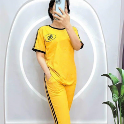 Đồ bộ quần lửng áo tay ngắn phối viền in hình - DBO4178