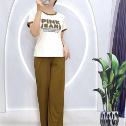 Đồ bộ quần dài áo tay ngắn in chữ - DBO4183