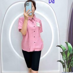 Đồ bộ quần ngố đen áo sơ mi tay ngắn in hình - DBO4189